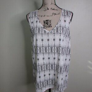 Joan Vass Sleeveless Blouse L White Black